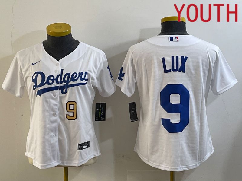 Youth Los Angeles Dodgers 9 Lux White Game 2024 Nike MLB Jersey style 2
